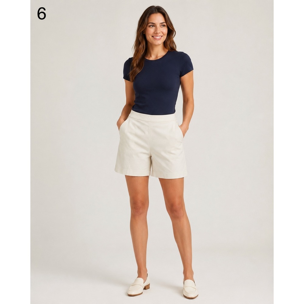 Lauren Ralph Lauren Back Porch Bermuda Shorts Womens 12 White Cotton Nylon NEW